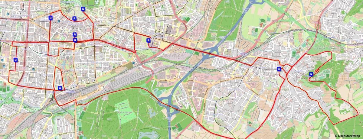 a map with red and blue markings on it