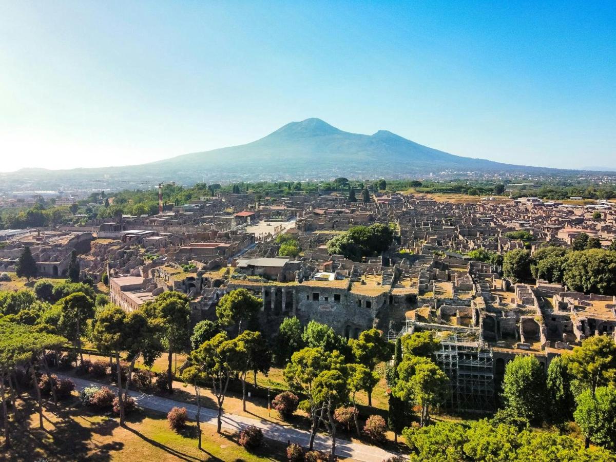 a view of a city with a mountain in the background