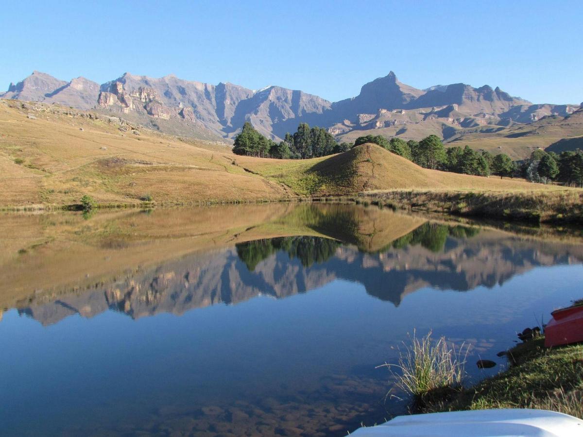 a view of a lake with mountains in the background
