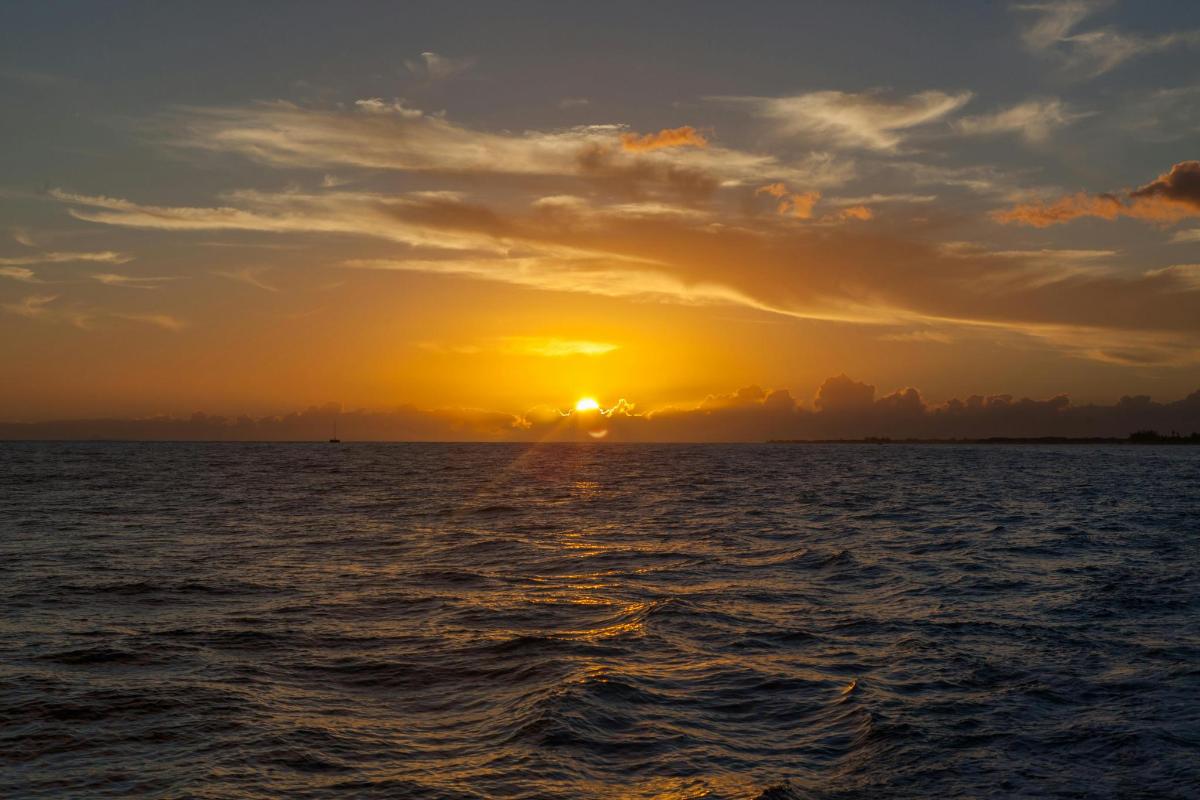 夕阳西下，海上的落日
