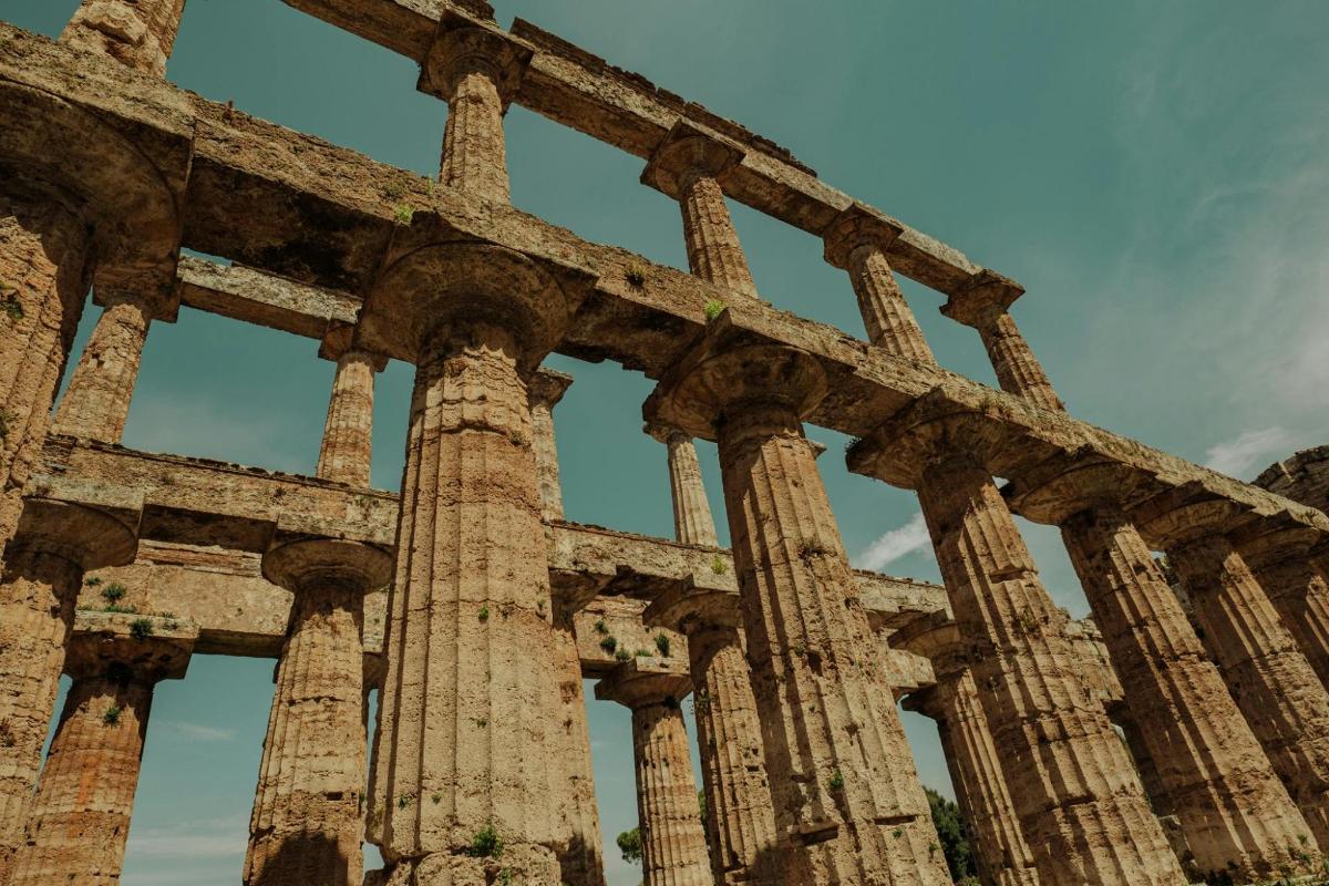 an ancient building with columns