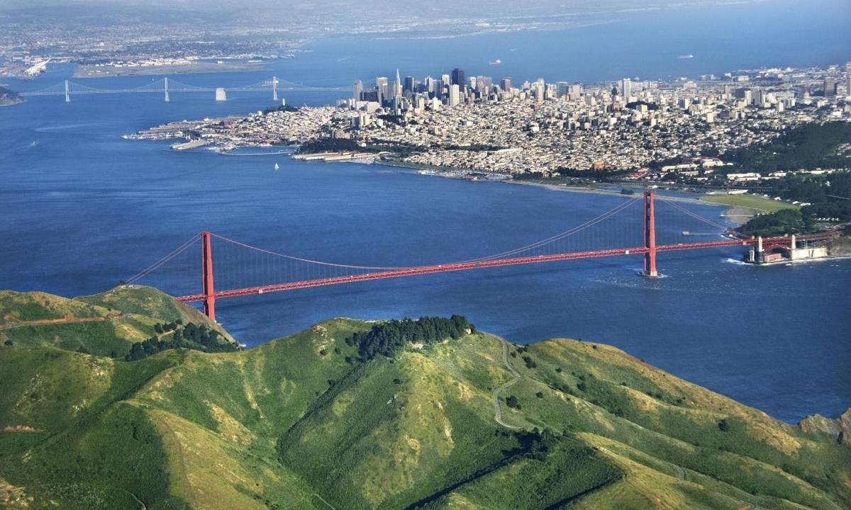 Pogled iz zraka na most Golden Gate