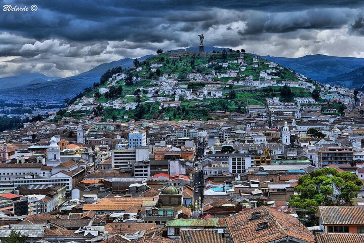 a view of a city with a hill