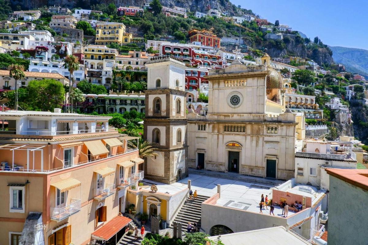 a view of a city with a clock tower