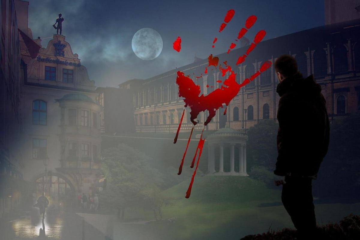 a man is flying a kite in a city