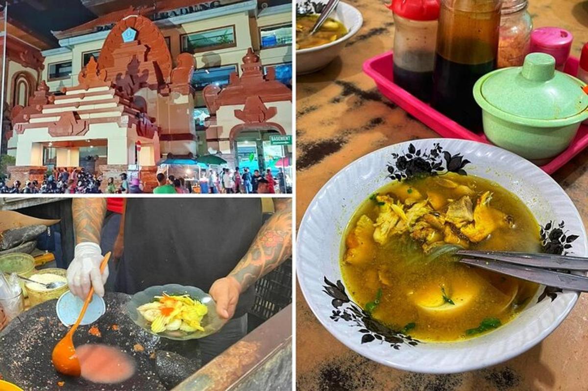 kolaj empat gambar dengan semangkuk makanan