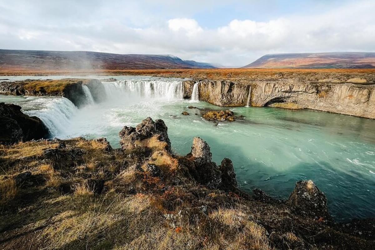 una cascata in mezzo a un campo
