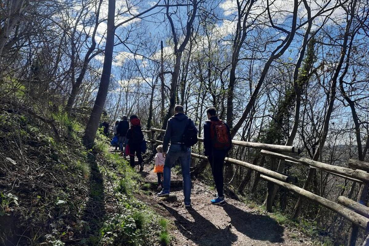 un gruppo di persone che camminano lungo un sentiero