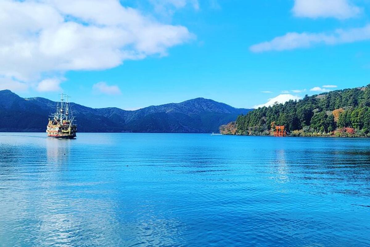 a boat in the middle of a large body of water