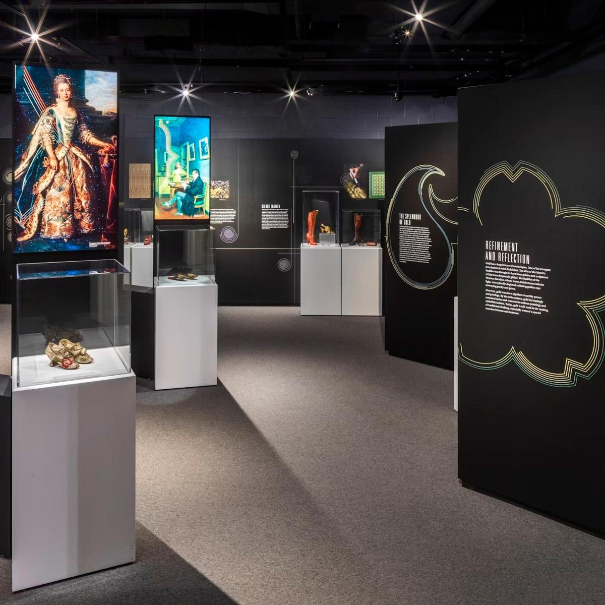 a exhibit in a museum with artifacts on display