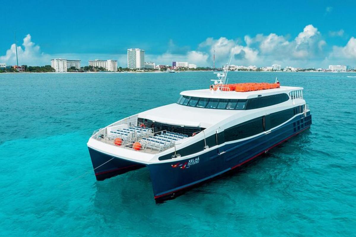 a large boat in the water in the ocean