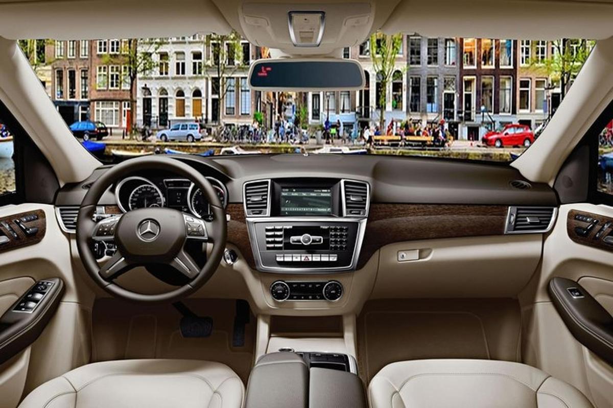 a view of the cockpit of acedes benz car
