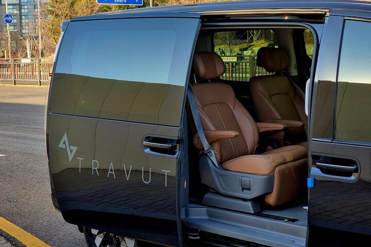 a van with the back doors open on a street