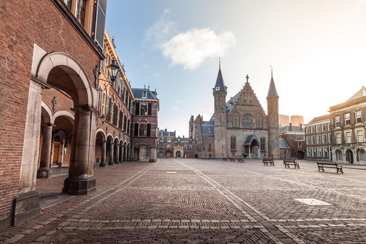 an empty street in a city with a cathedral