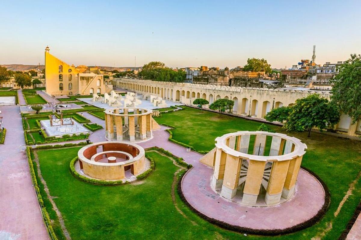 an aerial view of a park with a building