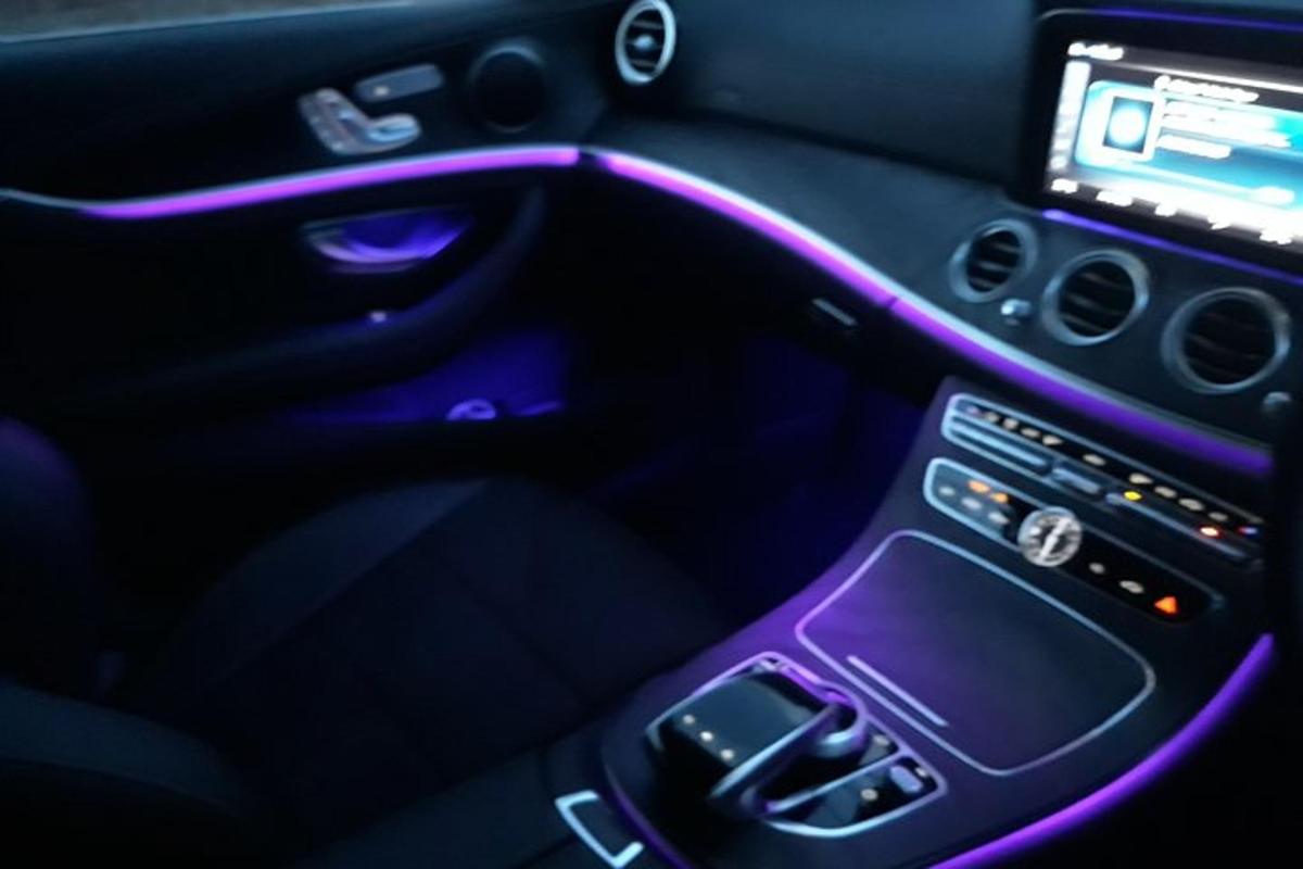 a view of the dashboard of a car