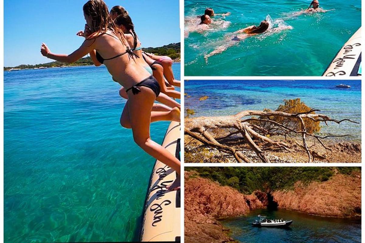 a collage of photos of a woman in the water