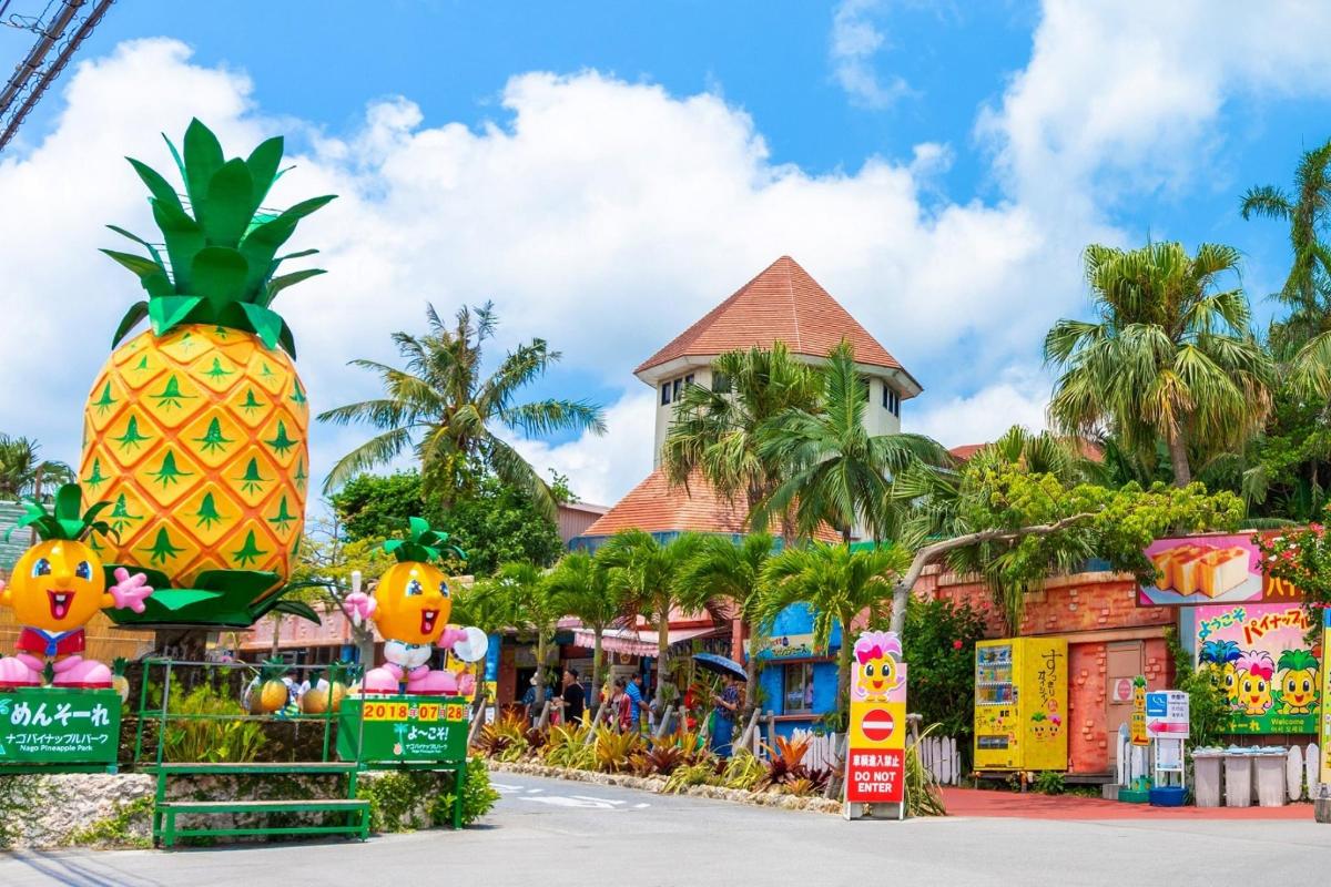 a view of the pineapple park at the disneyland resort