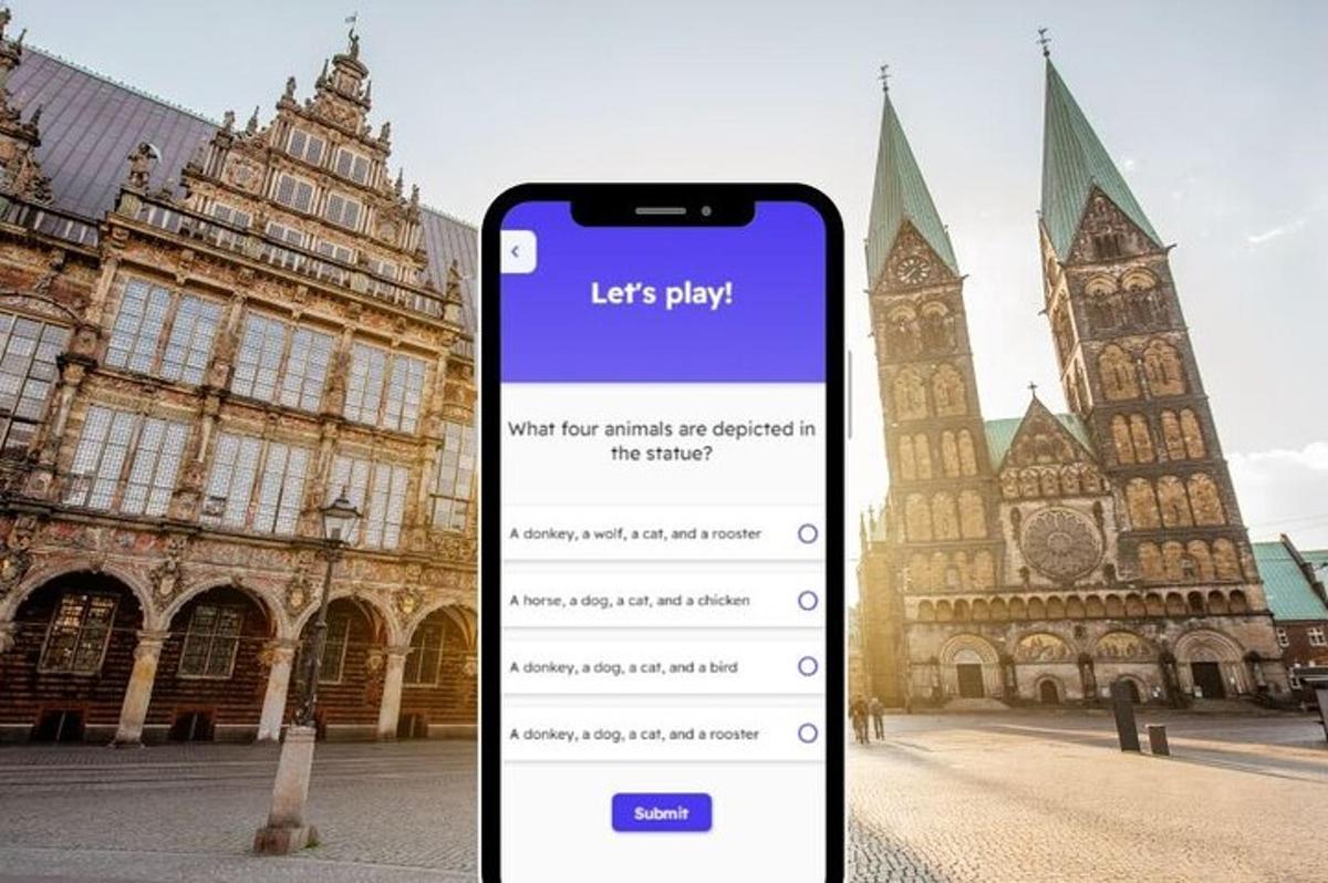 an iphone with a list play on it in front of a building