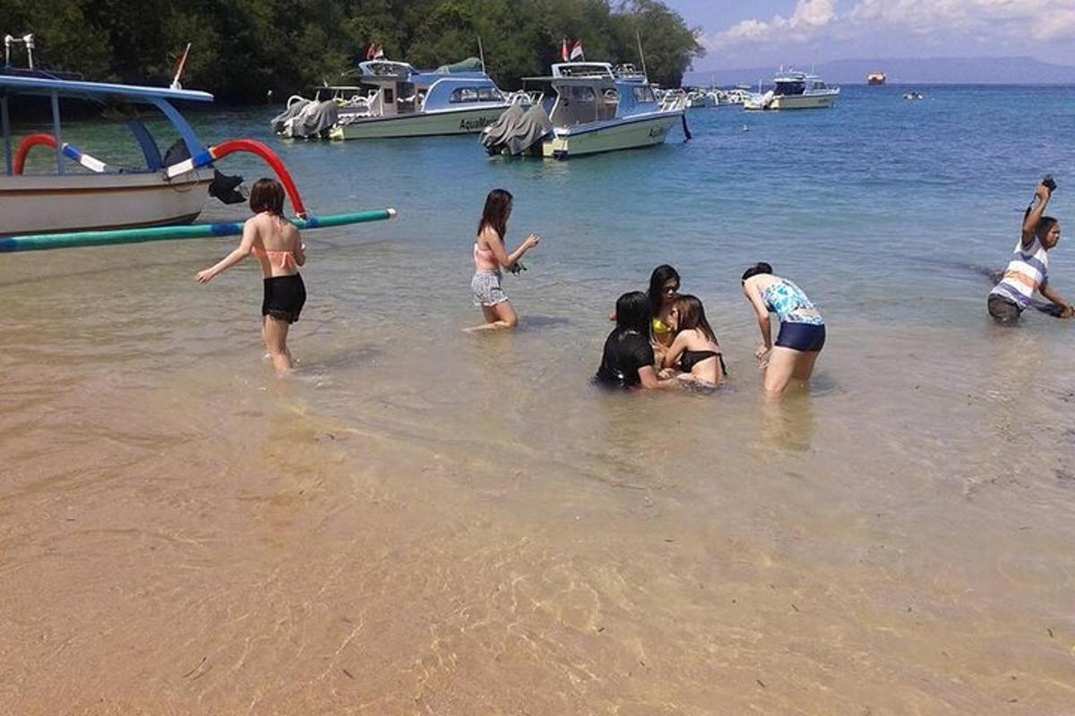 กลุ่มคนยืนอยู่ในน้ำบนชายหาด