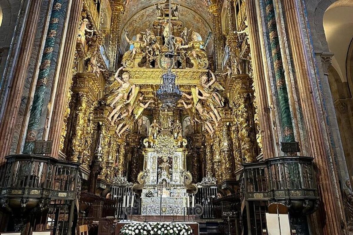 a church with a gold altar in a building