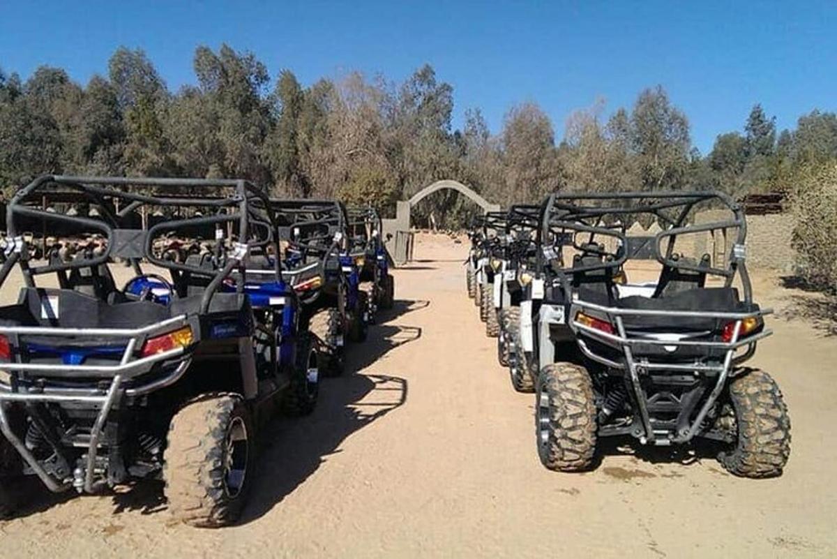 μια ομάδα τεσσάρων ATV παρκαρισμένων σε χωματόδρομο
