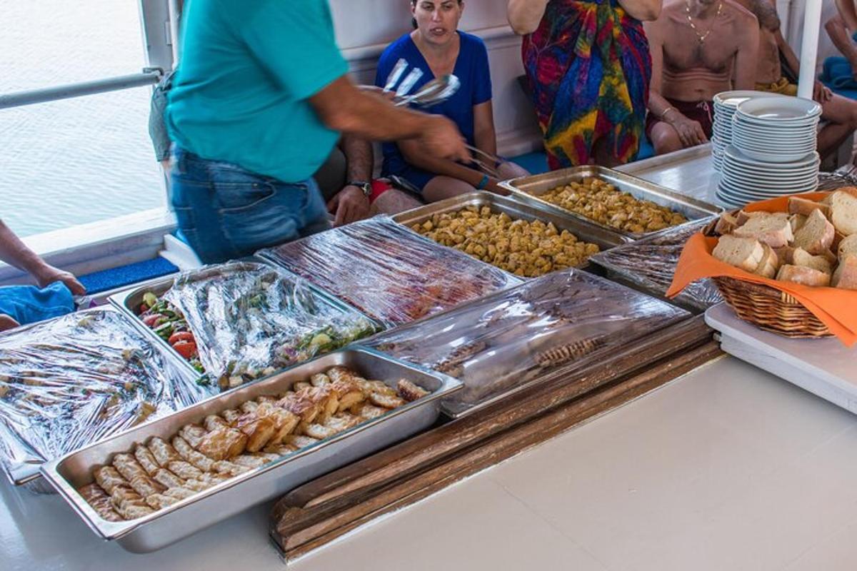 a buffet with many different types of food on a table