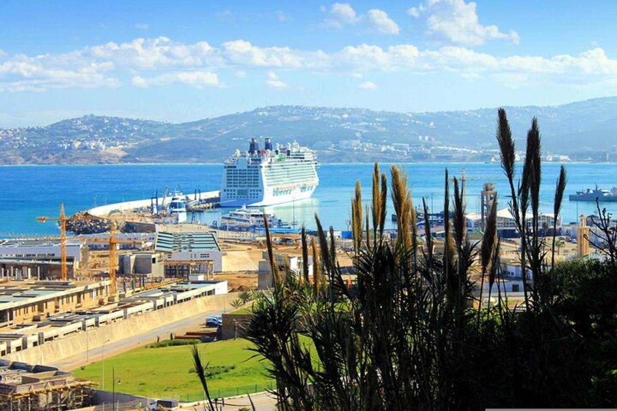 una nave da crociera è attraccata su una spiaggia