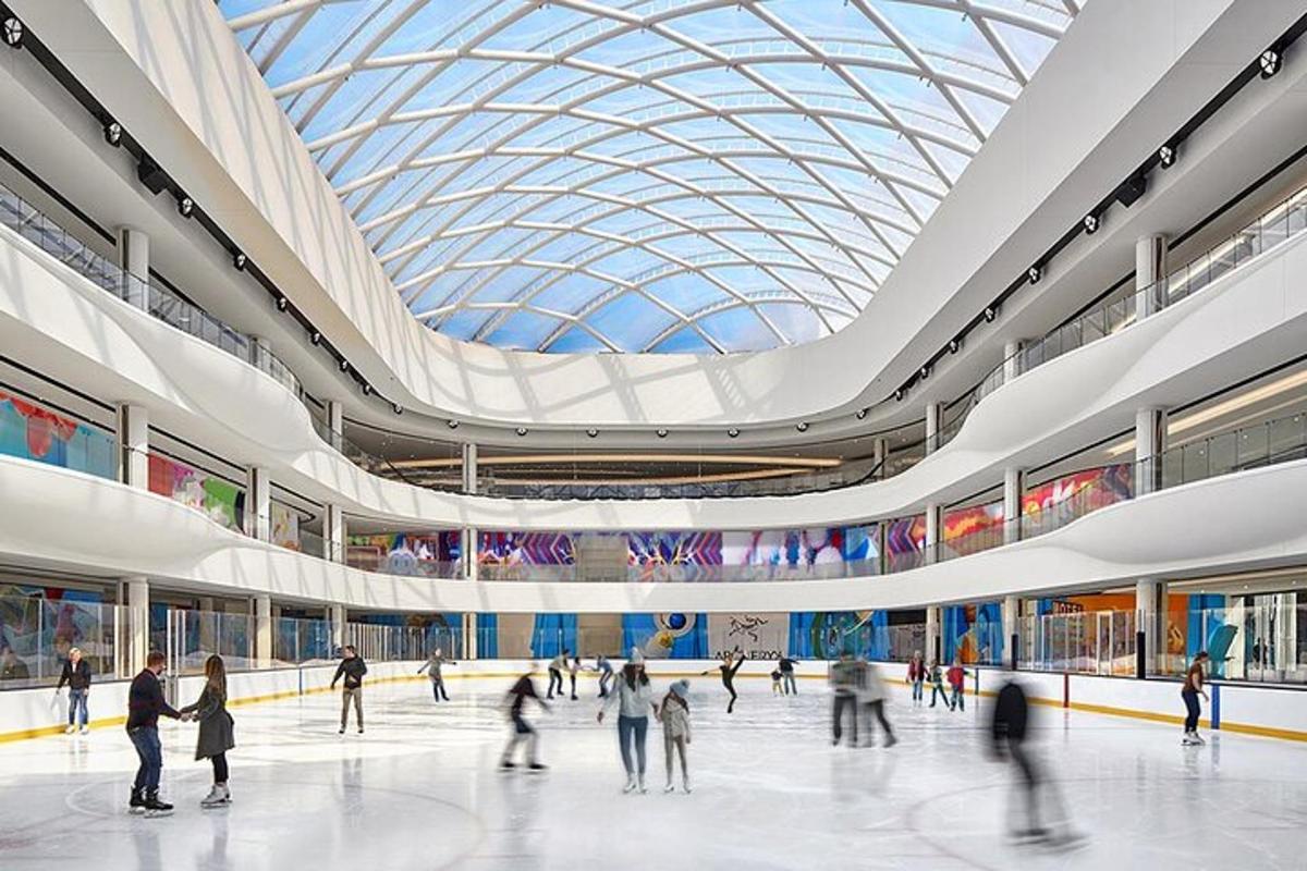 a rendering of a skating rink in a building