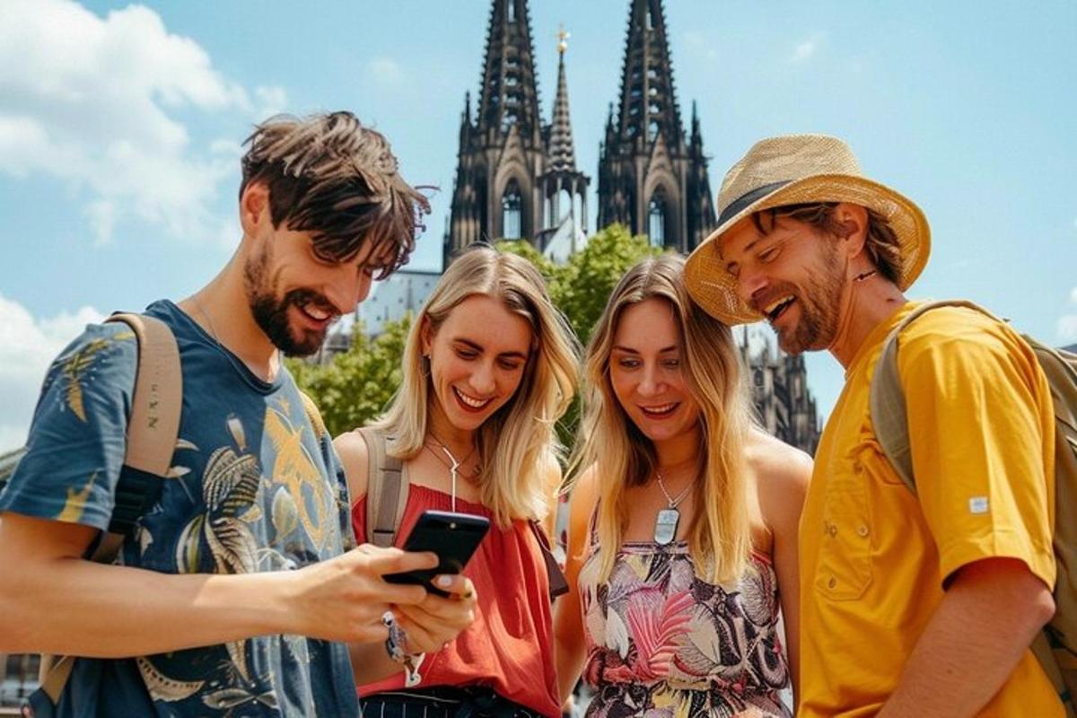 a group of people looking at a cell phone