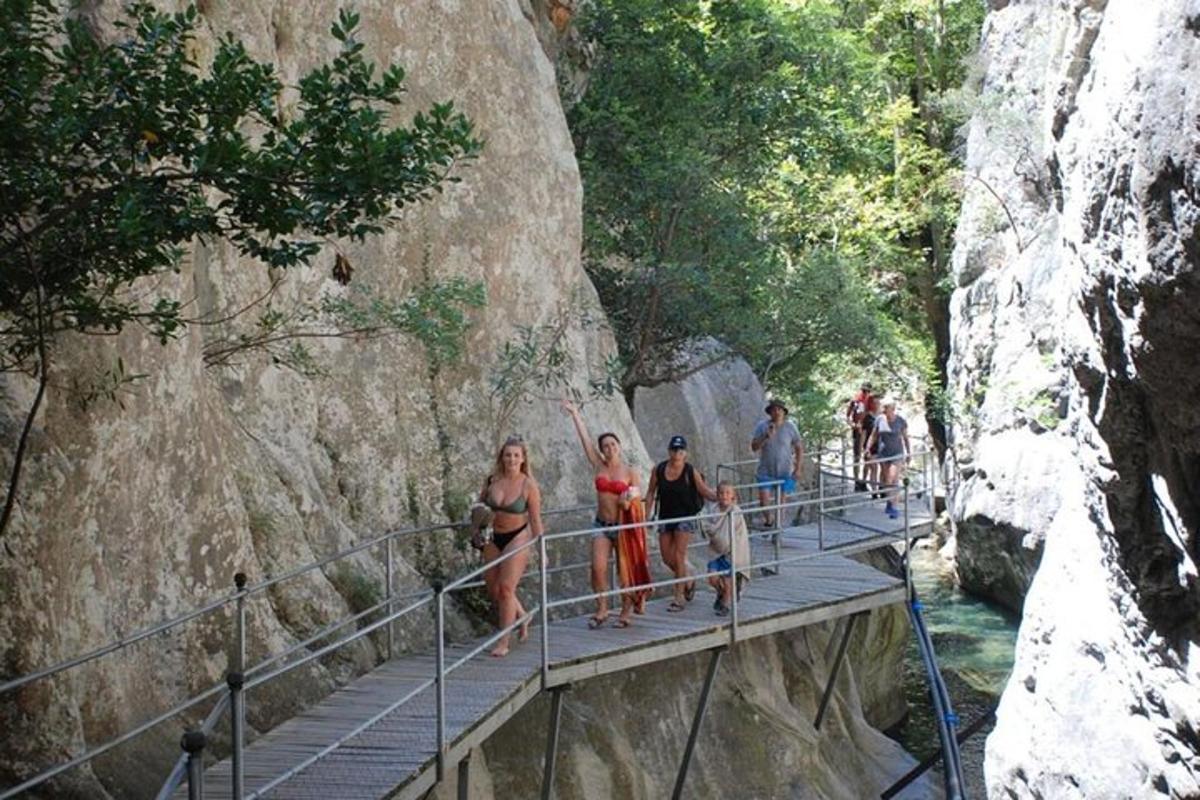 un grupo de personas en un puente sobre un río