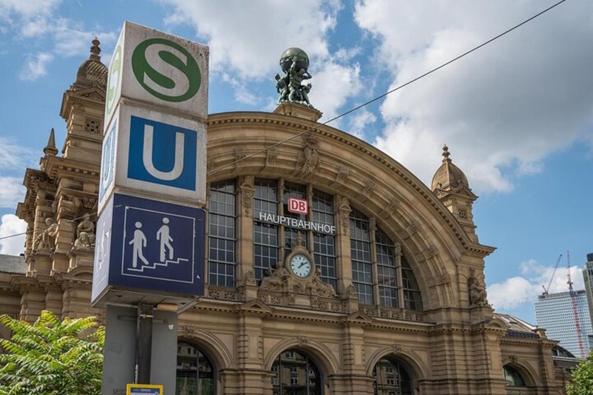 a large building with a sign in front of it