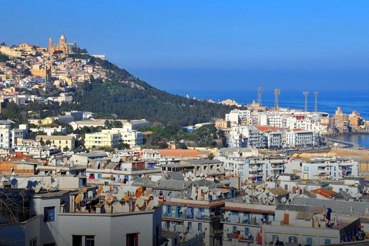 a view of a city with buildings and the ocean
