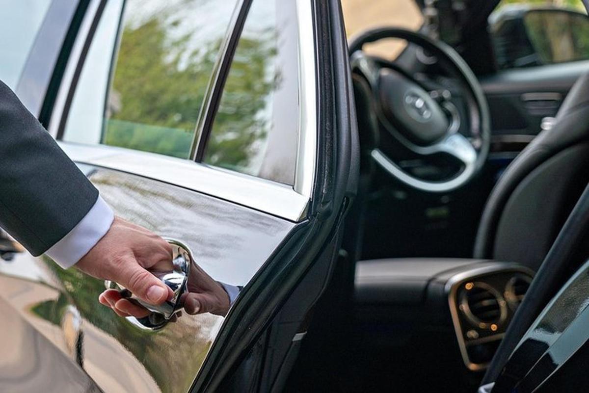 un uomo tiene la portiera di un'auto