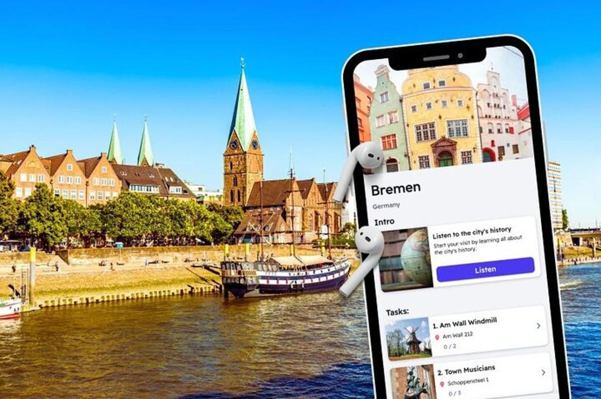 an iphone with a picture of a city