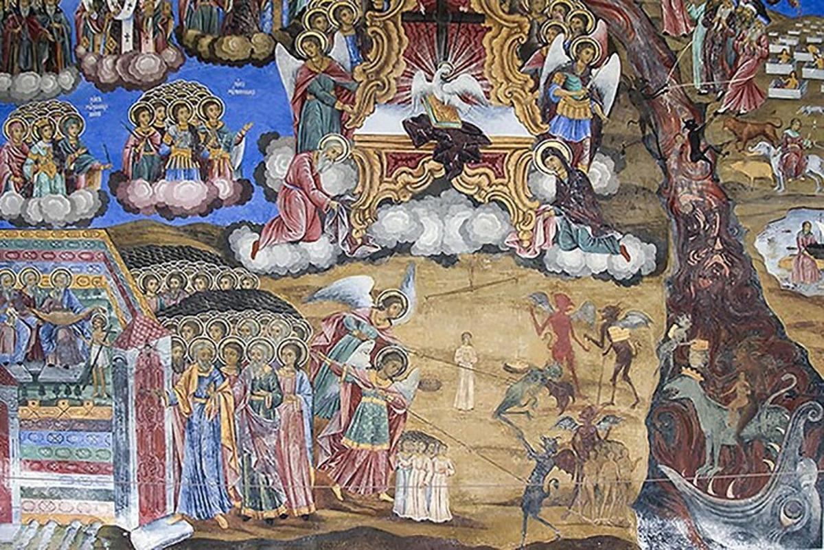 sebuah lukisan di dinding gereja
