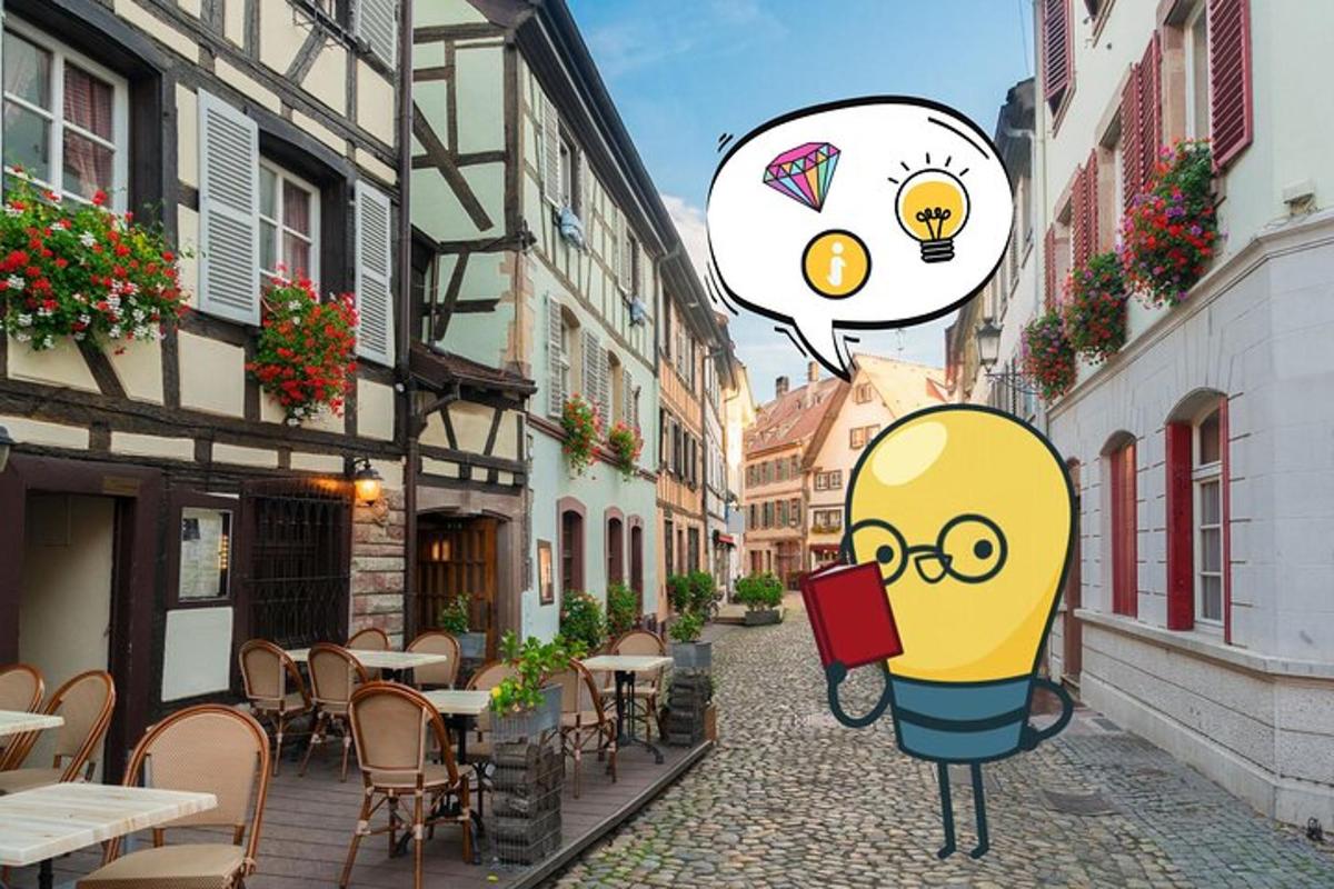 un personaggio dei cartoni animati che tiene in mano un libro in una strada
