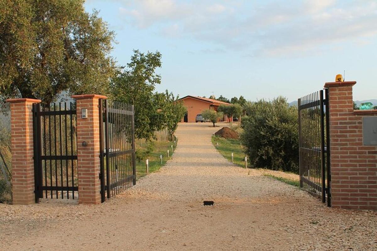una entrada a una tanca de maó amb una porta