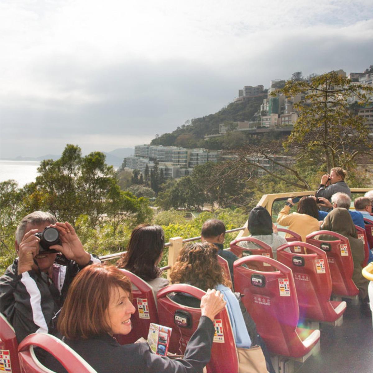 a group of people riding on a bus
