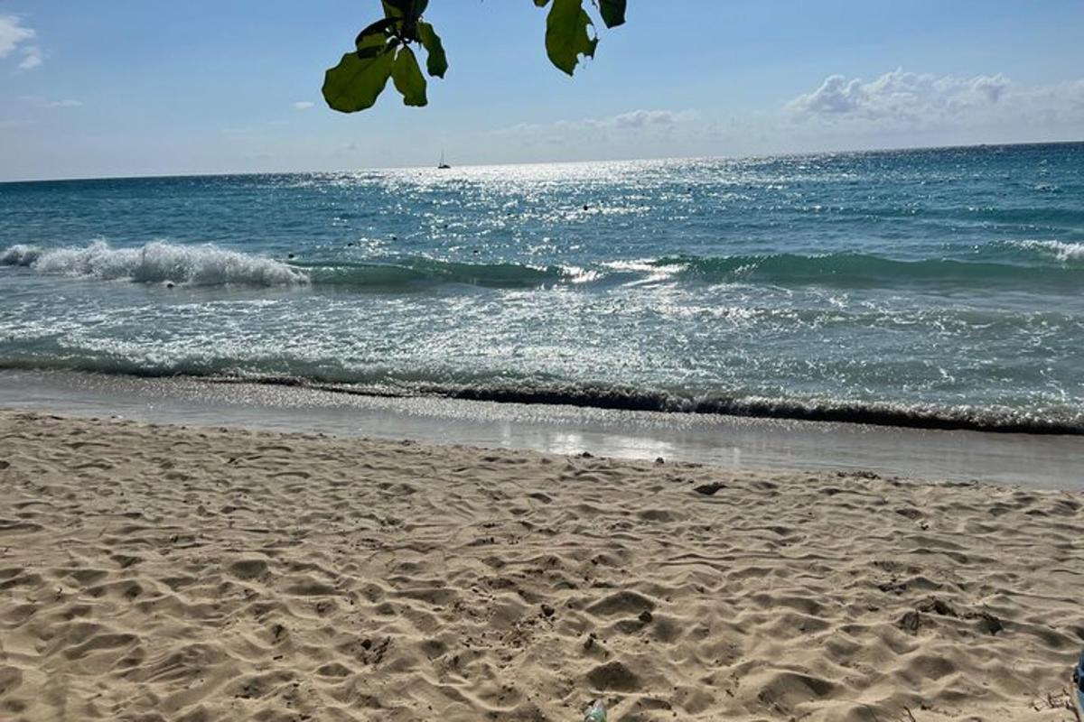 a sandy beach with waves in the ocean