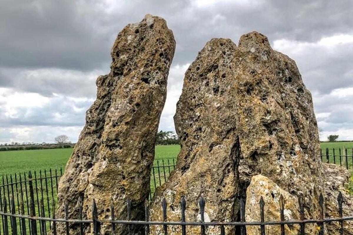 un paio di grandi rocce dietro una recinzione