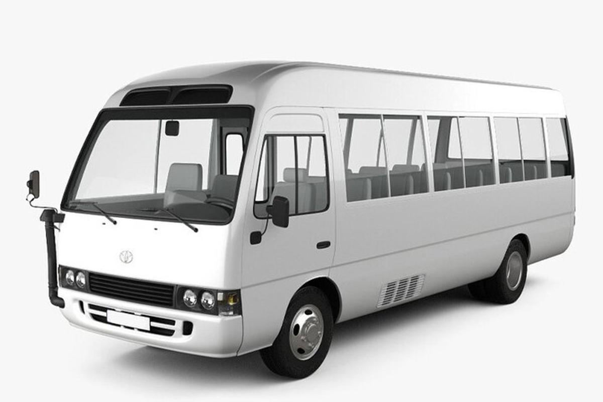 a white bus is isolated on a white background