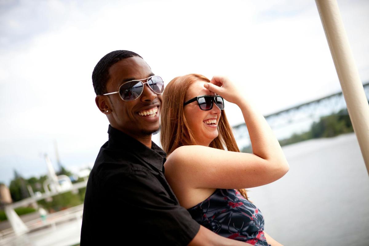 a man and a woman posing for a picture