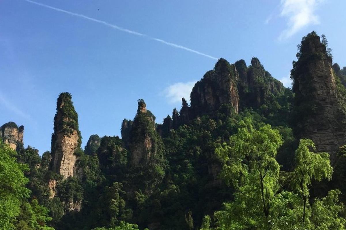 una montagna con alberi e rocce nel cielo
