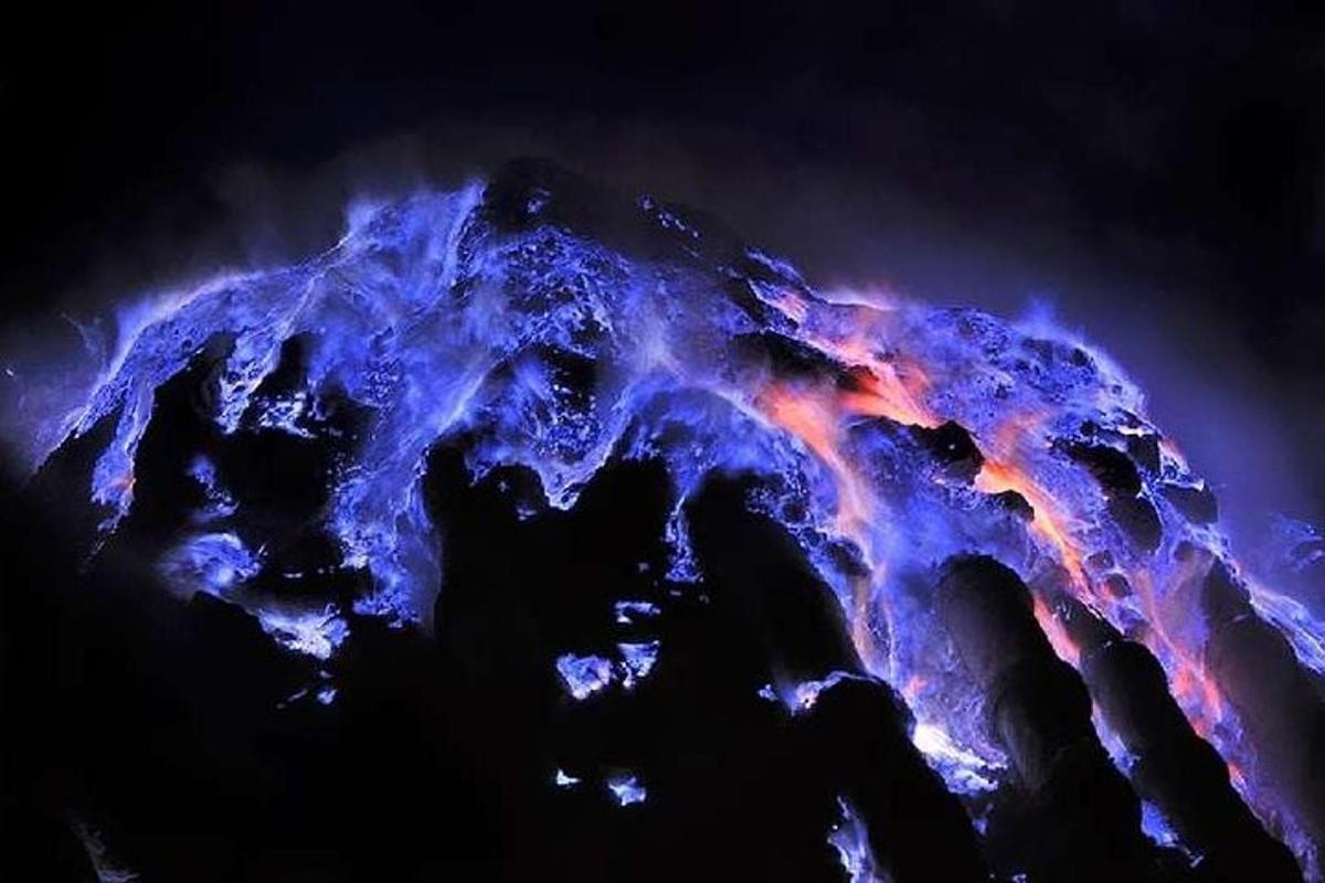 an image of a lava field with a dark background