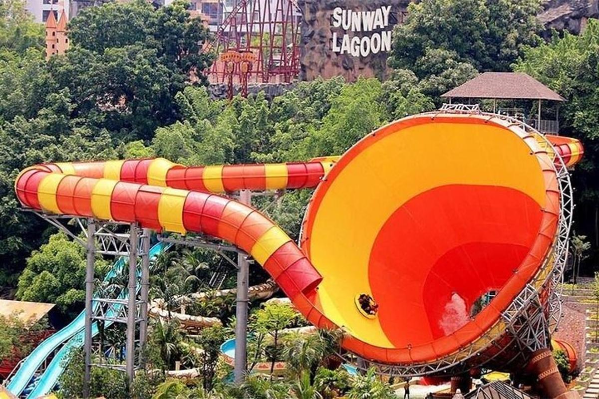 a colorful water slide at a water park