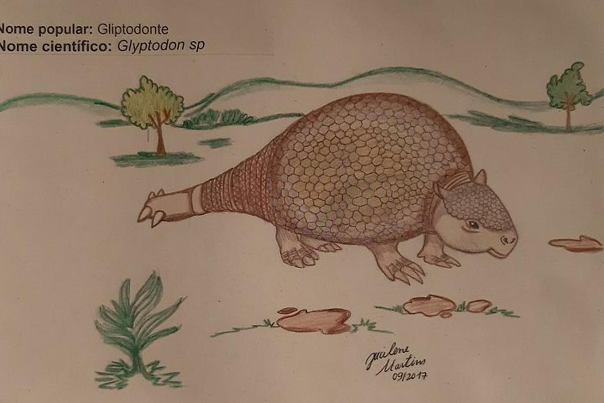 a drawing of a pangolin on a plate