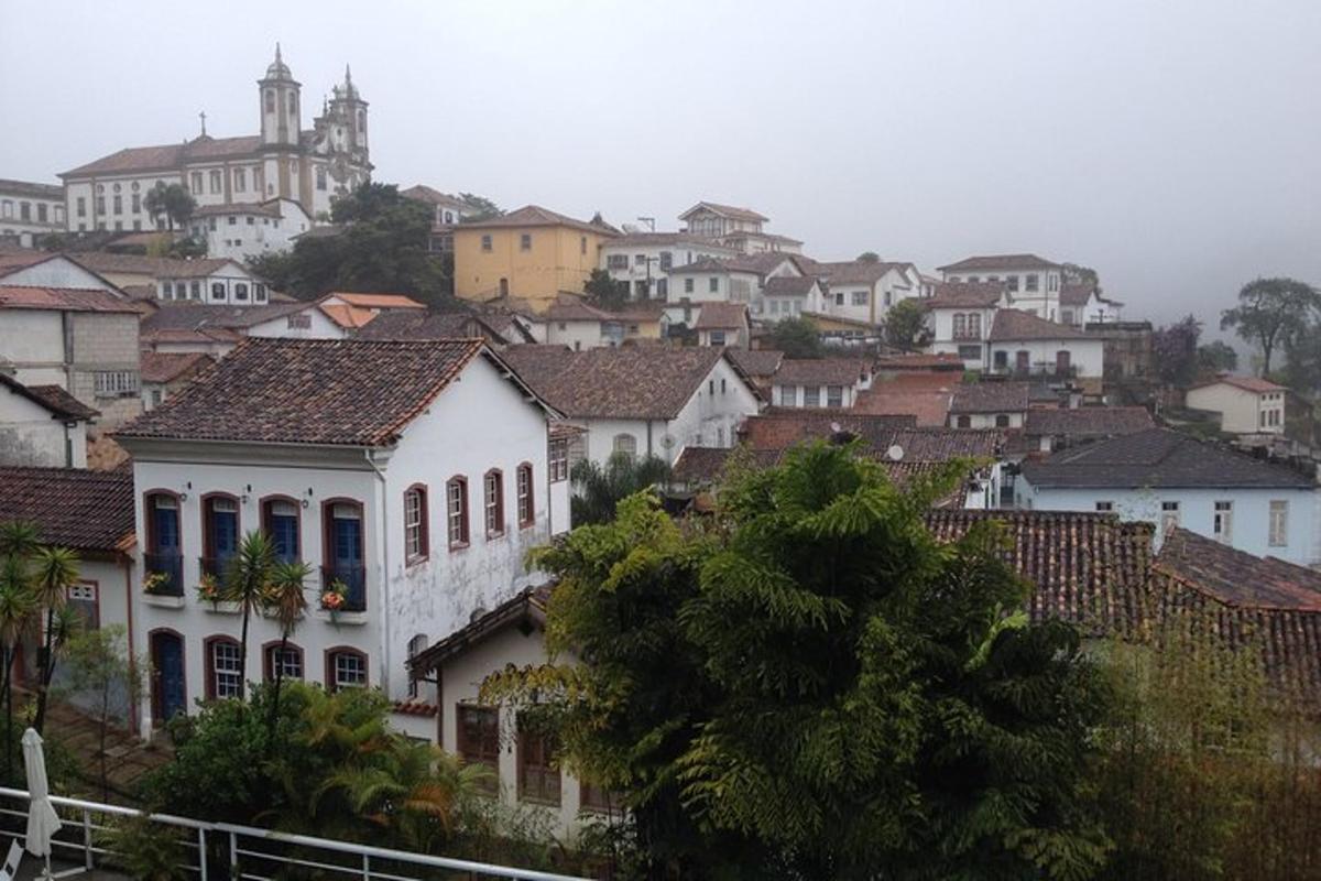 a group of houses on a hill with trees