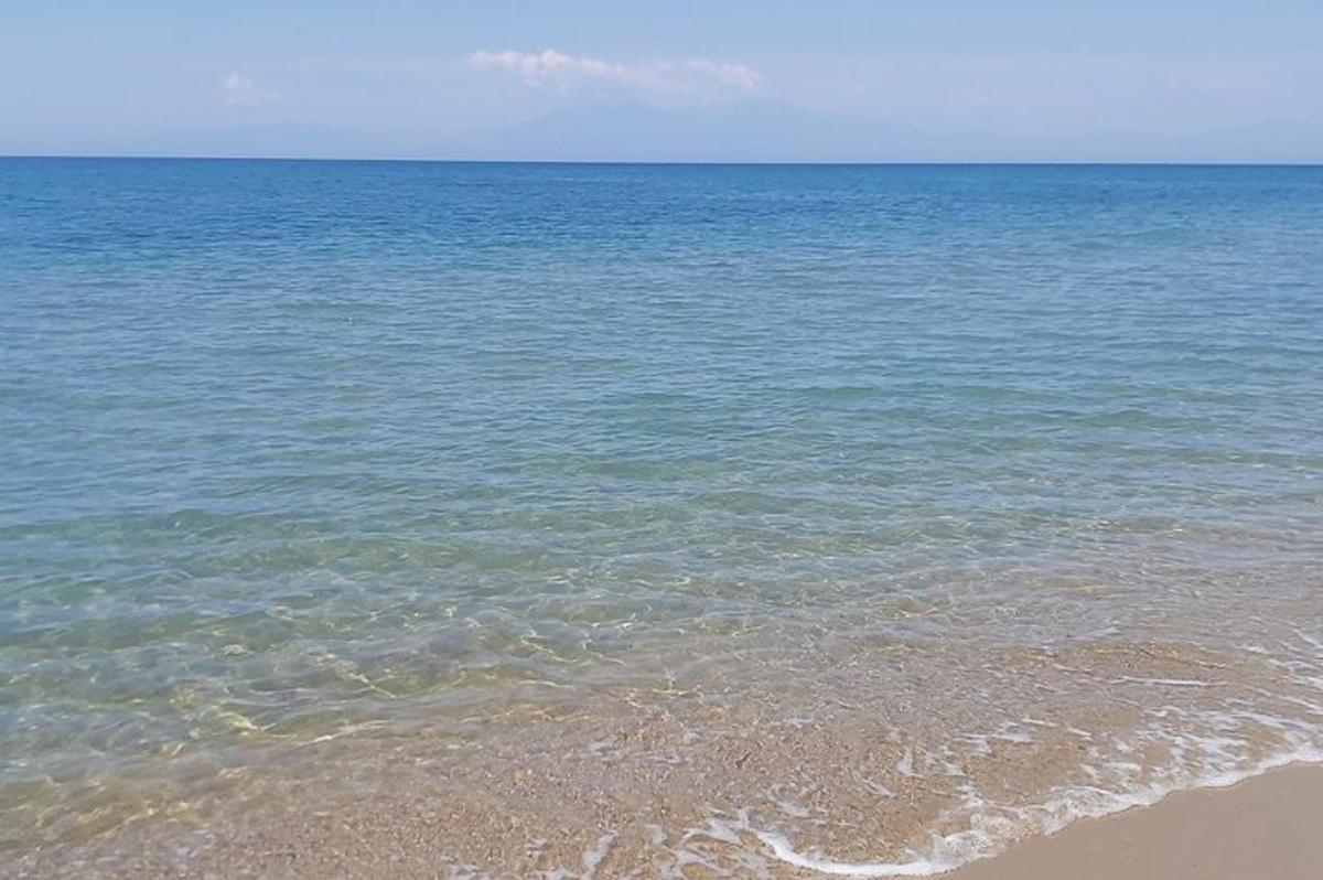 Una vista del océano con una playa de arena.