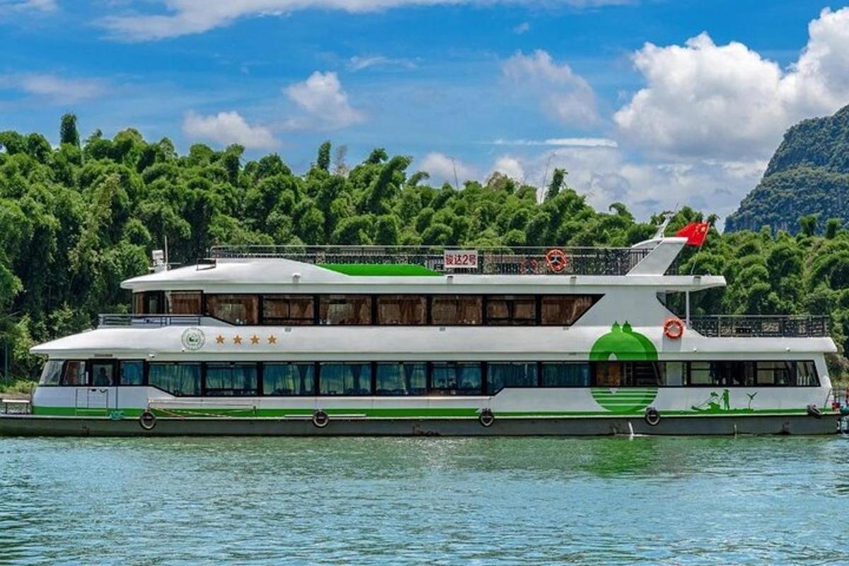a large boat in the water on a river